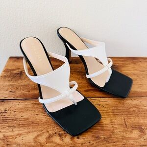 Torgeis Aconite Black & White Heeled Dress Sandals